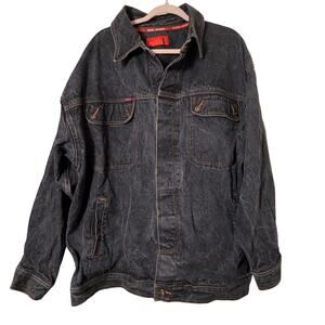 XL Y2K Vtg Raw Denim by Koman Jacket Year of the Dragon Embroidered 2000 Hip hop